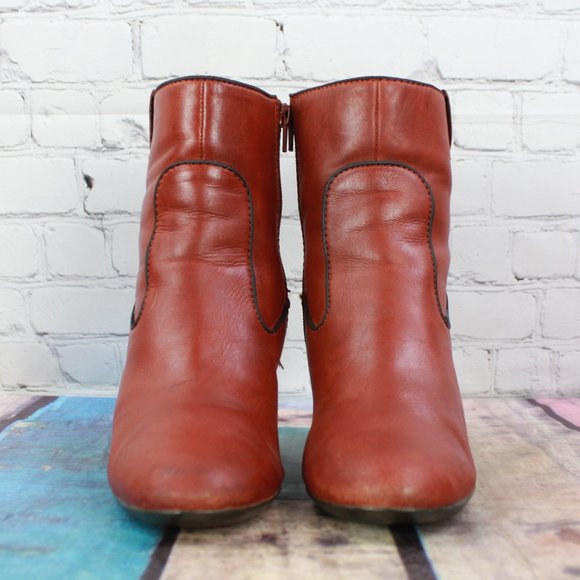 Clark's Stroll Vine Brown Leather Side Zip Heeled Ankle Booties 7.5 M - Picture 4 of 9